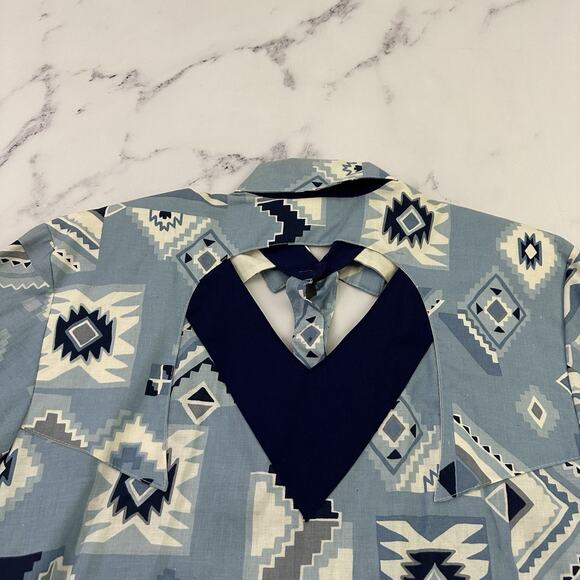 Rough Rider Womens Vintage 90s Western Shirt Size XL Blue White Cutouts Country - Picture 11 of 14